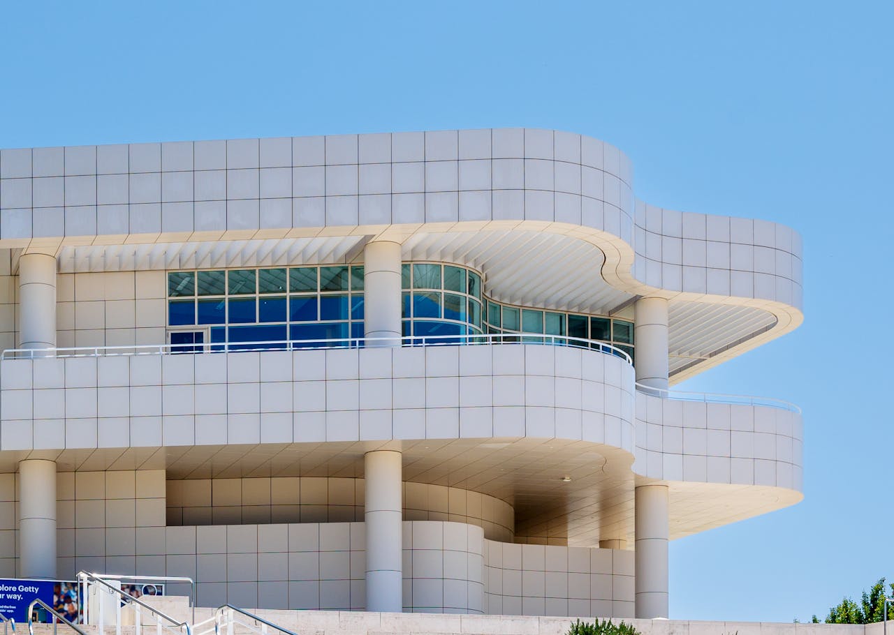 A modern architectural facade at the Getty Center capturing its unique contemporary design.